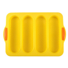 4-Slot French Cake Mold French DIY Small Bread Mold Non-Stick Easy-to-Release Baking Tray Yellow