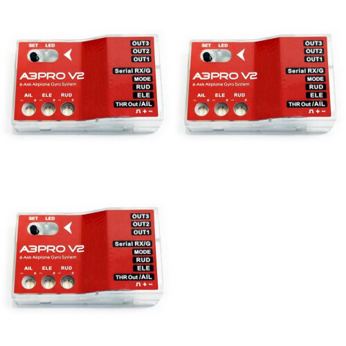3X A3 Pro V2 6-Axis Gyro Stabilizer Flight Controller /Gyroscope for RC Fixed-Wing/Delta-Wing V-Tail Airplane Elevator
