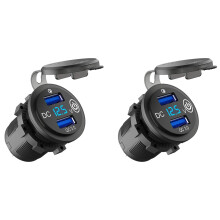 2X 12V USB Outlet, Quick Charge 3.0 Dual USB Car Charger with Contact and Voltmeter