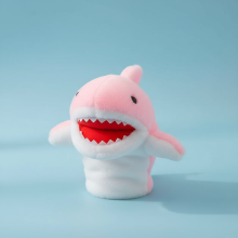 (Pink) Shark Hand Puppet Stuffed Toy for Kids Interactive Birthday Gift Soft Plush Material Suitable for Boys and Girls