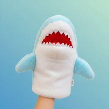 (Lake Blue) Shark Plush Hand Puppet Toy for Kids Gift
