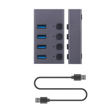 USB3.0-Splitter 4-Poorts Opladen, Multi-Interface HUB met Schakelaar