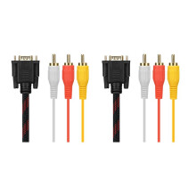 2X Adapterkabel, RCA Kabel RCA Ljudkabel VGA Till AV-Kabel 15-Stift Till 3 RCA Ljud-AV-Kabel Adapter för HDTV PC DVD, 5FT/ 1,5M