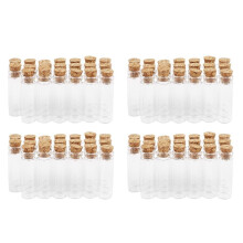 80Pcs 11X32mm Tiny Empty Clear Cork Glass Bottles Vials 2Ml