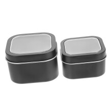 2pcs Black Square Candle Tins with Lids, Vintage Metal Containers for DIY Candle Projects and Travel Storage