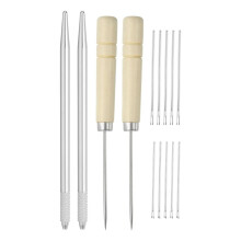 Doll Hair Rooting Holders Kit, 0.6mm/0.8mm Doll Hair Rerooting Knitting Needles with Awls Crochet Hooks Doll Wig Tool