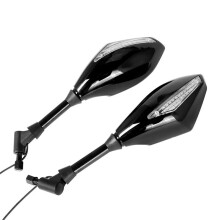 Motorcycle Modified 10mm Universal Rearview Mirror with Turn Signal Light LED Rear View Mirror with Light Side Mirror,B