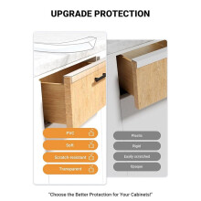 17.5in Soft Cabinet Door Protector, Transparent Trimable PVC  Guard, Snugly Fit Slip  Bumper 3/4in Thick, 4 Packs