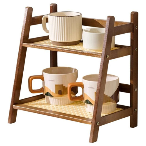 2Layer Spice Caddy Shelf Kitchen Storage Rack Desktop Cabinet Organizer Display Rack Coffee Bar Counter Shelf Cup Holder 1