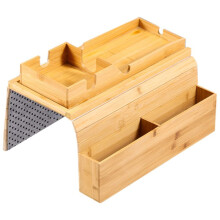 Wood Couch Cup Holder with Side Storage Pocket Versatile Couch Arm Tray Organizer Non Slip Practical Sofa Armrest Tray