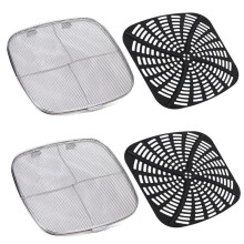 Anti-Splatter Screen and Silicone Gasket Combination Replacement Reusable Baffle for Air Fryer Indoor Grill,Black