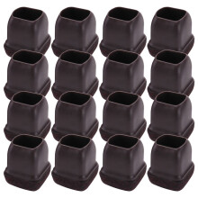 16 Pezzi di Protezioni per Pavimento Delle Gambe Sedia nel Silicone Marrone, Cappucci per Le Gambe Della Sedia Quadrati con Feltro Avvolto,