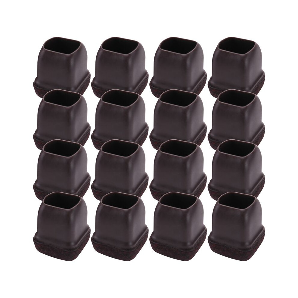 16 Pcs Brown Silicone Chair Leg Floor Protectors, Square Chair Leg Caps With Wrapped Fit: 0.75 Inch-1.0 Inch 6031727372204