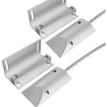 2Sets Overhead Garage Door Contacts Wired Magnetic  Alarm Sensor with Armored Wire Leads and Adjustable Bracket