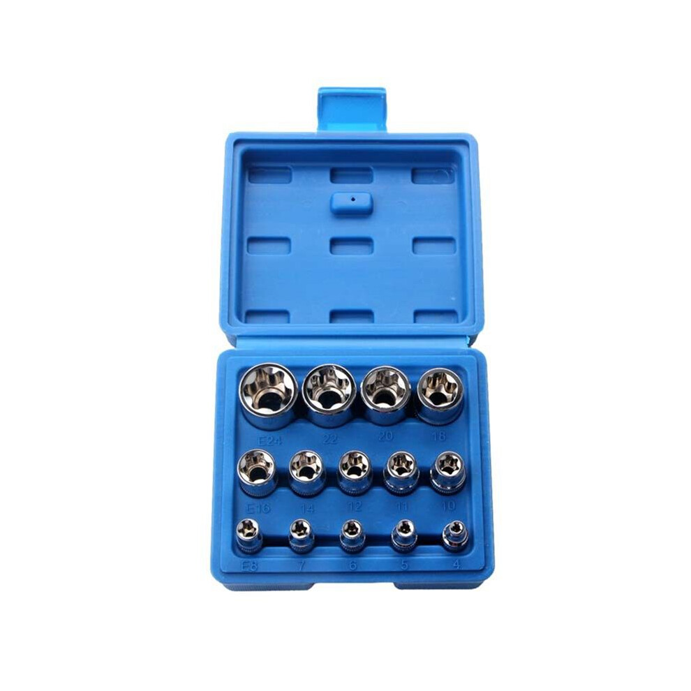 14Pcs Female E Star Torx Socket Set E4-E24 E-Torx External Hex Socket Insert Nut 6033247063662