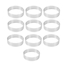 10Pack 8cm Stainless Steel Tart Rings Circular Tart Rings Perforation Cake Ring Mold Mousse Mold Kitchen Baking Mould