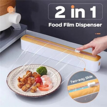 Kitchen Cling Film Dispenser with Cutter - Multifunctional Plastic Wrap and Foil Dispenser, Stretch Film Cutter for Home