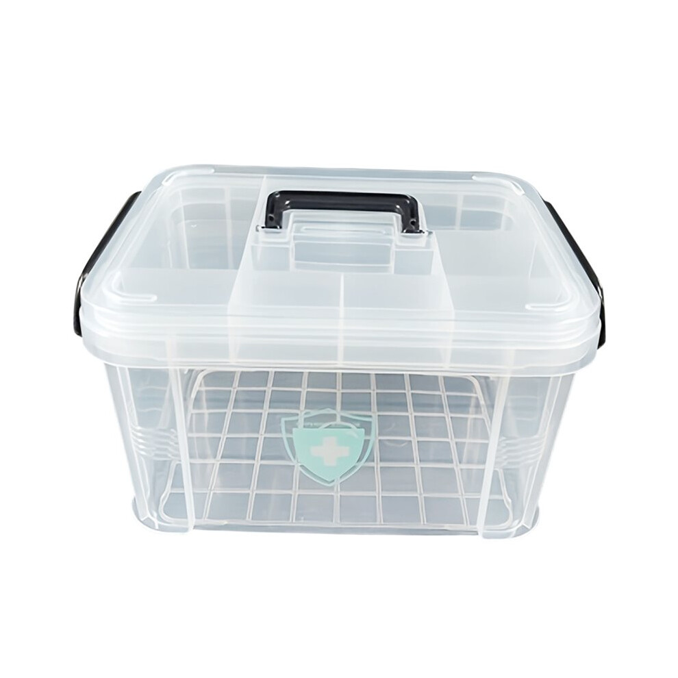 Large Capacity Double-Layer Medicine Organizer Box - Waterproof, Transparent Storage for Home & Travel