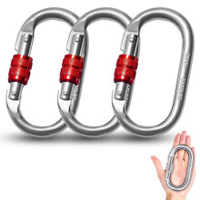 3 Pcs Carabiner Hooks,Large 25 KN, Heavy Duty Safety Carabiner, Stainless Steel, for Climbing, Abseiling, Hammocks, Dog