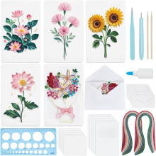 Kits de Quilling de Papel con Flores para Hacer Tú Mismo, Kit para Crear Tarjetas Felicitación con Tarjetas en , Tiras 36 Colores, Herramientas