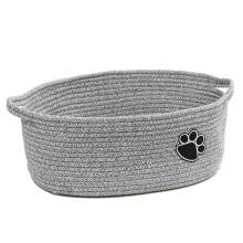 Panier à Jouets et Bac de Rangement pour Chiens et Chats, Petit Panier en Corde Tressée Gris pour le Rangement des Jouets pour Bébés