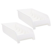 2 Tier White Dish Drying Rack with Fast Drainage and Utensil Organizer for Small Kitchen