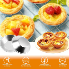 Pack of 20 Egg Cake Moulds, Egg Cake Baking Mould Made of Aluminium, Reusable Egg Tart Mould,for Pudding, Cakes, Cupcake
