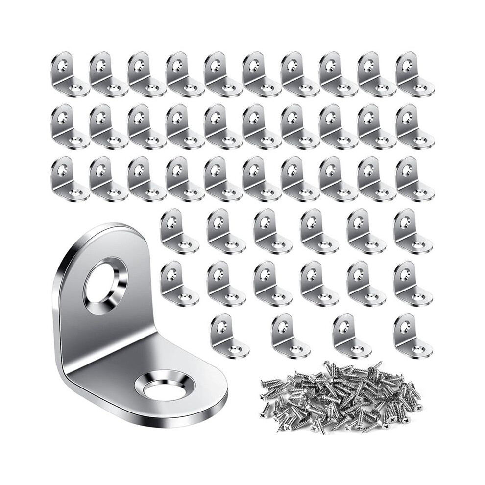 50Pcs L Brackets Corner Brace, Heavy Duty Small Brackets, Stainless Steel Right Angle Brackets, 90 Degree Bracket 6031615335168