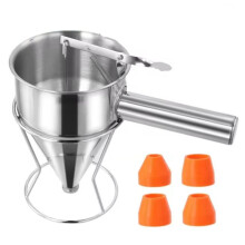 1200ml Stainless Steel Funnel Dispenser with 4 Leak Rack Cupcake Pancake Batter Maker Octopus Fish Kitchen Tools