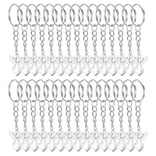 30Pcs Silver Color Guardian Angel Key Ring Zinc Alloy Pendant Wedding Birthday Party Baby Shower Baptism Communion