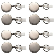 8 Pack Heavy Duty Retractable Badge Holder Reel,Metal ID Badge Holder with Belt Clip Key Ring Black