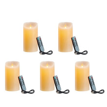 5X Velas LED, Velas Parpadeantes Sin Llama, Velas Recargables, Velas de Cera Real con Control Remoto, 12,5 cm A