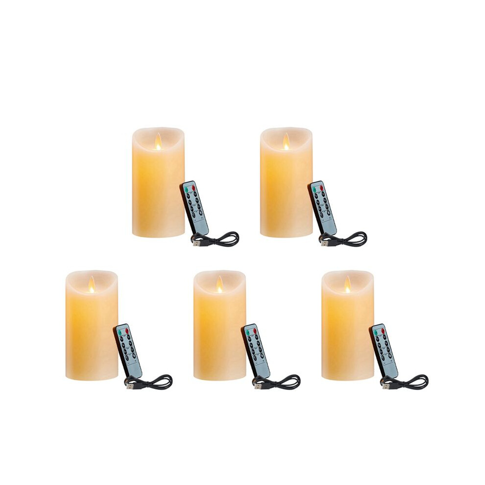 5X Led Candles, Flickering Flameless Candles, Rechargeable Candle, Real Wax Candles With Remote Control,12.5Cm A 4713114306543