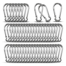 50Pcs M5 Carabiner Clips for Heavy Duty Use, 220LBS Load Capacity, Galvanized Steel for Outdoor and Indoor Applications