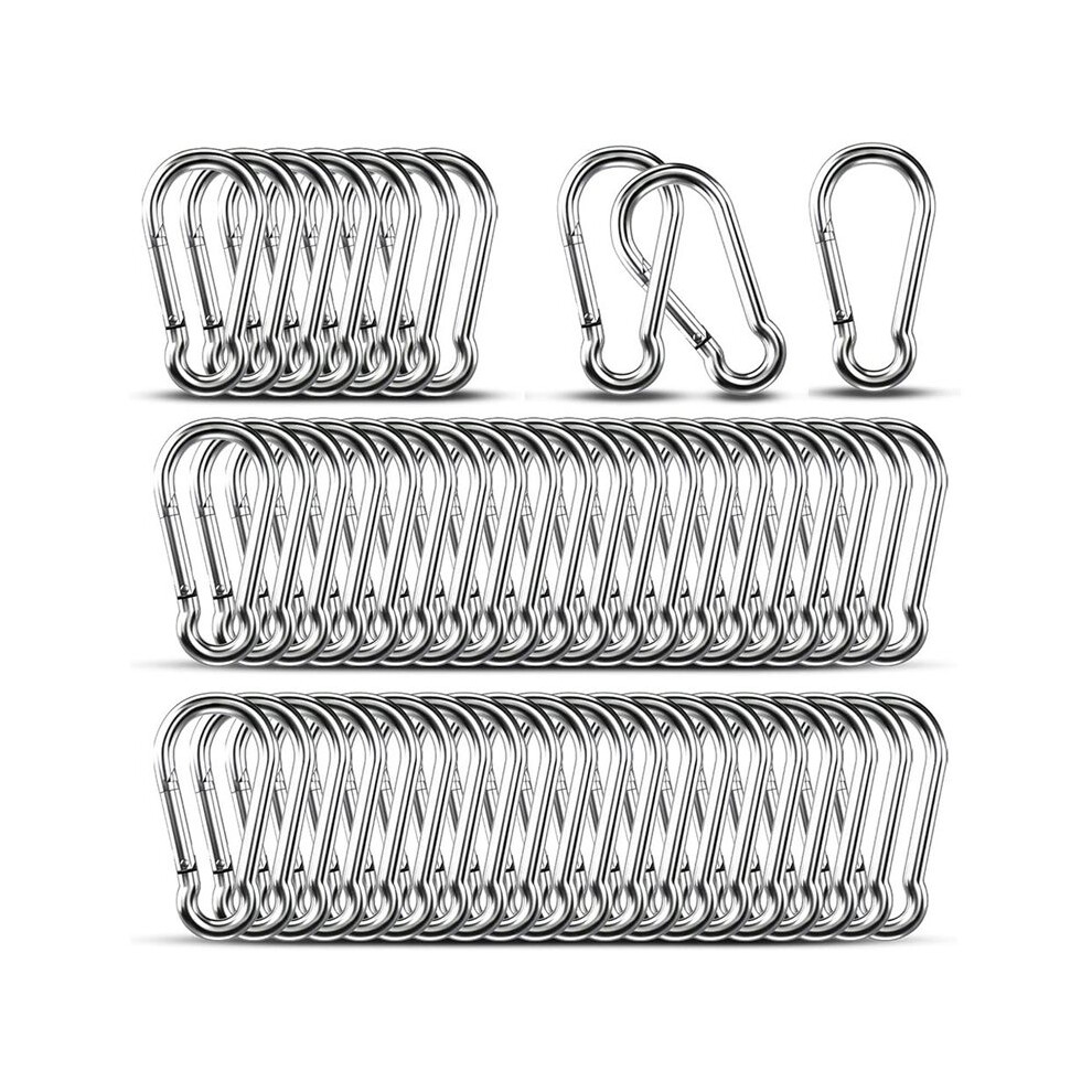 50Pcs M5 Carabiner Clips For Heavy Duty Use, 220Lbs Load Capacity, Galvanized Steel For Outdoor And Indoor Applications 6031006329509