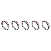 5X Schmuck Armband, Frankreich Franzoesisch Flagge Armreif, Leder Legierung, Fuer Herren Damen, Weiss Rot Blau(Breite 14mm,Laenge 23cm)