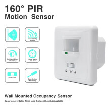 220V Wall Mounted PIR Infrared Motion Sensor LED Light MAX 600w Load+9m Max Distance