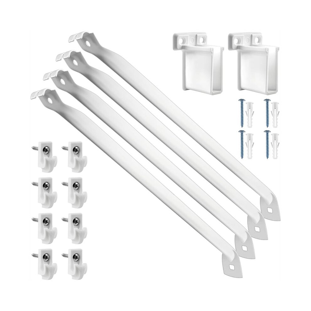 12 Inch Wire Shelf Brackets Set, 4 Pack Metal Closet Support Bracket With End Brackets & Clips For Wall Bracket White 6032263179432