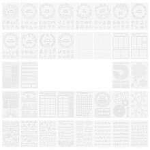 Kit de Estênceis para Diário (36 Peças) - Acessórios para Planejador, Modelo para Impressão de Registros, Modelo Vazado para Pintura em Diário