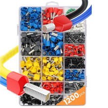 Kit de 1200 Terminales Tubulares Aislados con Extremos de Cable Prensados, Casquillos, Conectores y Cables.