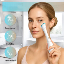 Augenmassagegerät mit Wärmefunktion, Roter/ LED-Beleuchtung, Ionischer (Galvanischer) Hautpflege-Absorption, USB-C-Aufladung