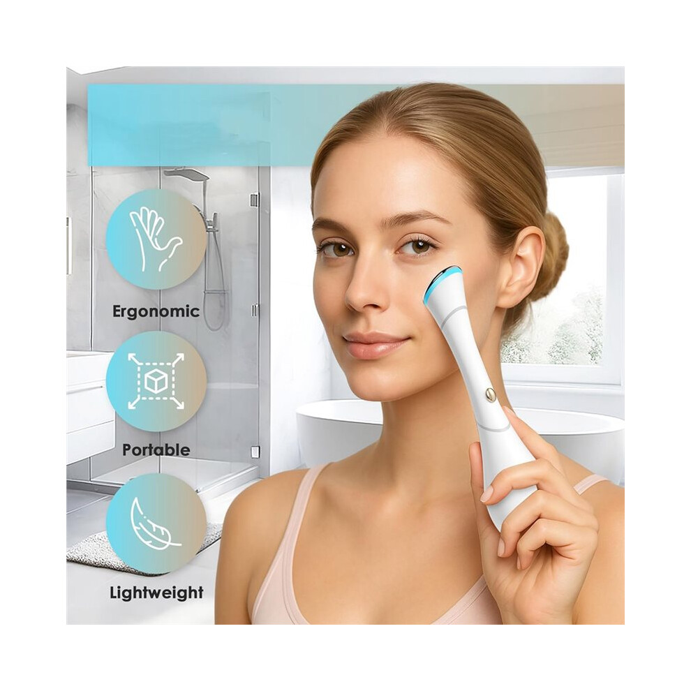 Red Eye Massager Wand With Heat, / Led, Ionic (Galvanic) Skincare Absorption, UsbâC Rechargeable