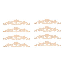 8Pcs Wooden Carved Onlay Appliques Wood Carving Decal Unpainted Furniture Decoration for Home Door Cabinet Decoration