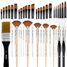 Conjunto de 32 Pincéis de Nylon para Pintura Artística em Acrílico, Óleo e Aquarela