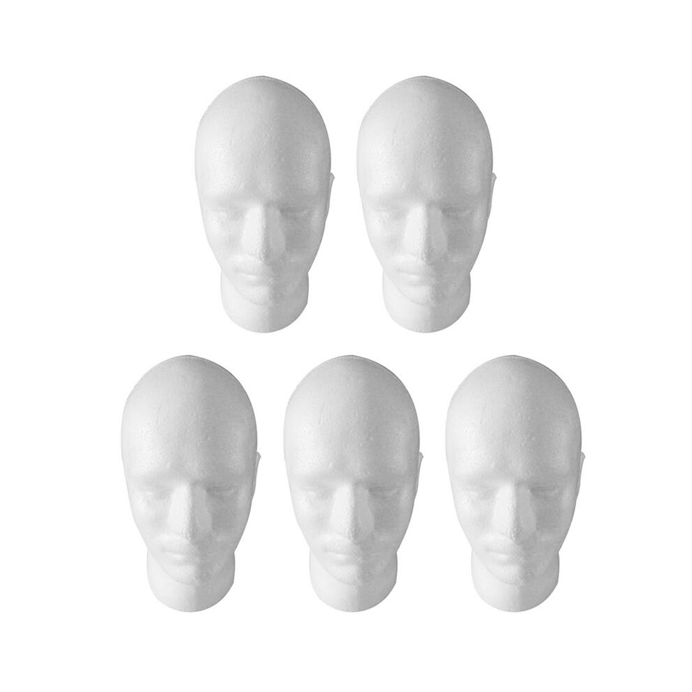 5X Male Wig Display Cosmetology Mannequin  Stand Model Foam White
