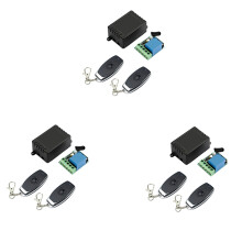 3X 433 Mhz RF Kabelloser Schalter Empfänger 12 V Einzelrelais Empfängermodul mit 2 Universal Funk Fernbedienung Steuerungen