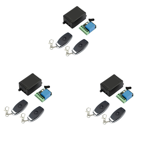 3X 433 Mhz RF Wireless  Receiver  12V Single Relay Receiver Module with 2Pcs Universal Wireless Remote Control 1