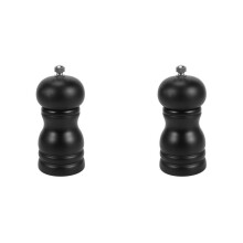 2X Wood Salt and Pepper Grinder Set Manual Pepper Salt Mill Shaker, Solid Wood with Adjustable Coarseness Black