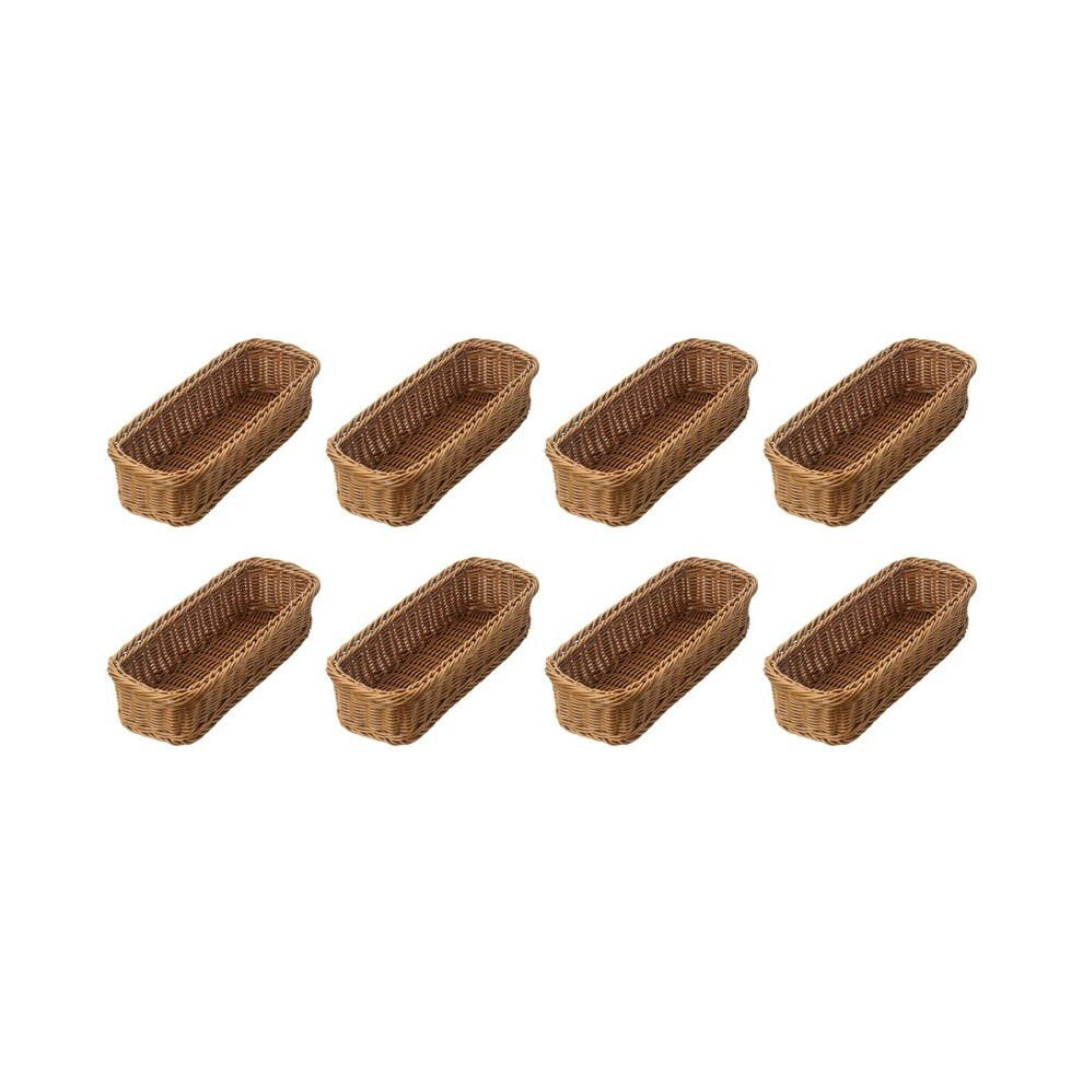 Typecat 8X Desktop Cutlery Storage Basket Woven Basket Restaurant Tableware Drain Storage Box Tableware Storage Basket, Brown