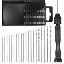 21PCS Metric  Micro Drill Bit Set, Carburetor Jet Drill Bits 0.3-1.6 mm Pin Vise Hand Drill Set for Wood DIY Jewelry